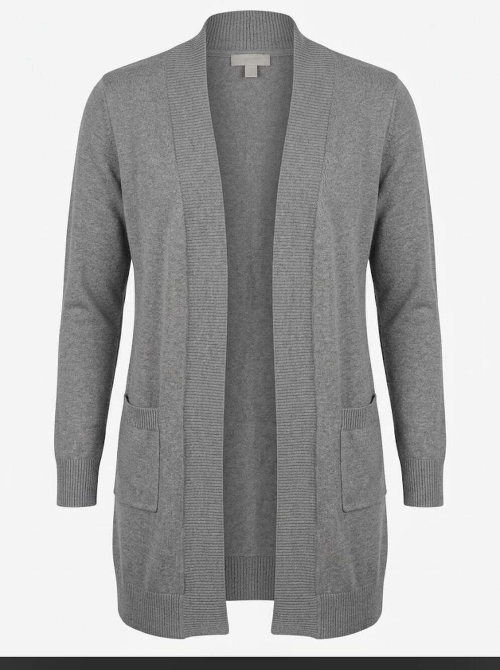Active USA Gray Open Front Long Sleeve Knit Cardigan with Pockets